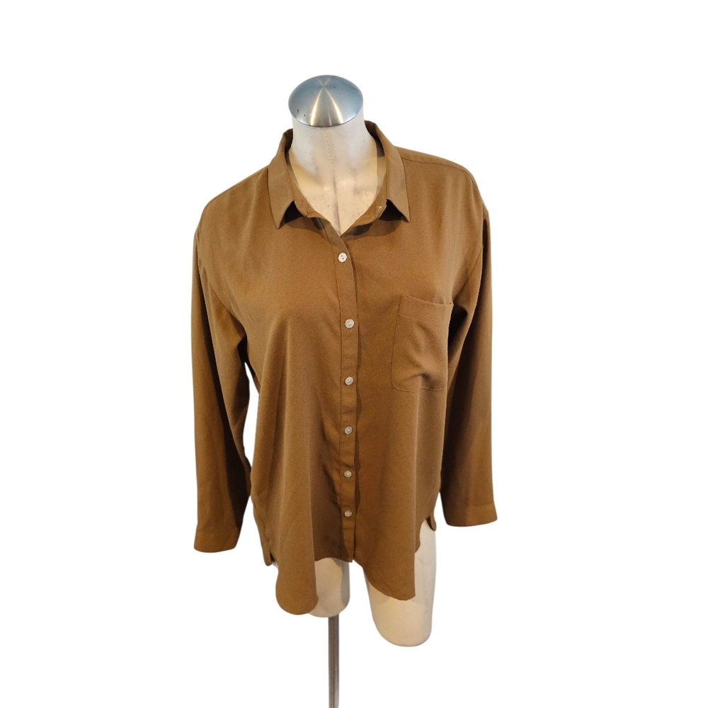 J.Jill Size M Brown Button Up Shirt